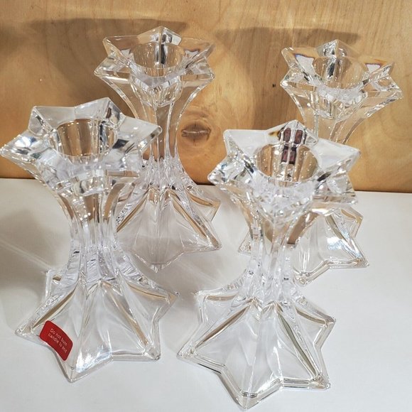 4 DePlomb Crystal Fire Star Six-point Candle Holders USA celestial taper candle - Picture 3 of 10